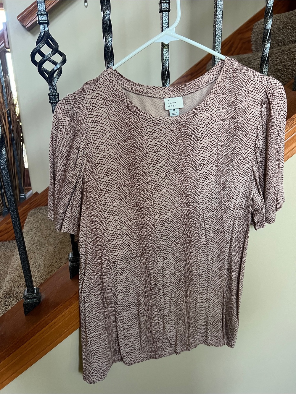 a new day tan and brown Snake-Print Short Sleeve Tee